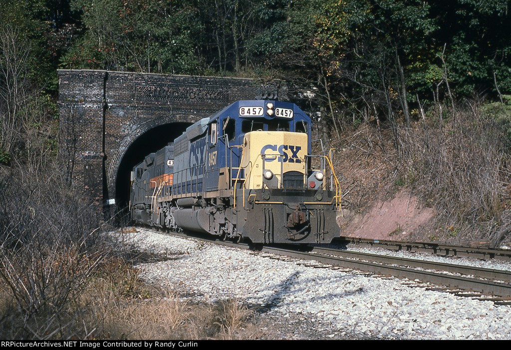 CSX 8457 exits Hitchcock Tunnel